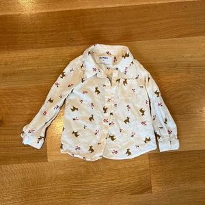 Adorable deer and flower print button down